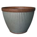 Southern Patio Westlake Planter, 10 in W, 10 in D, Round, Resin, Rust, Galvanized HDR-064787